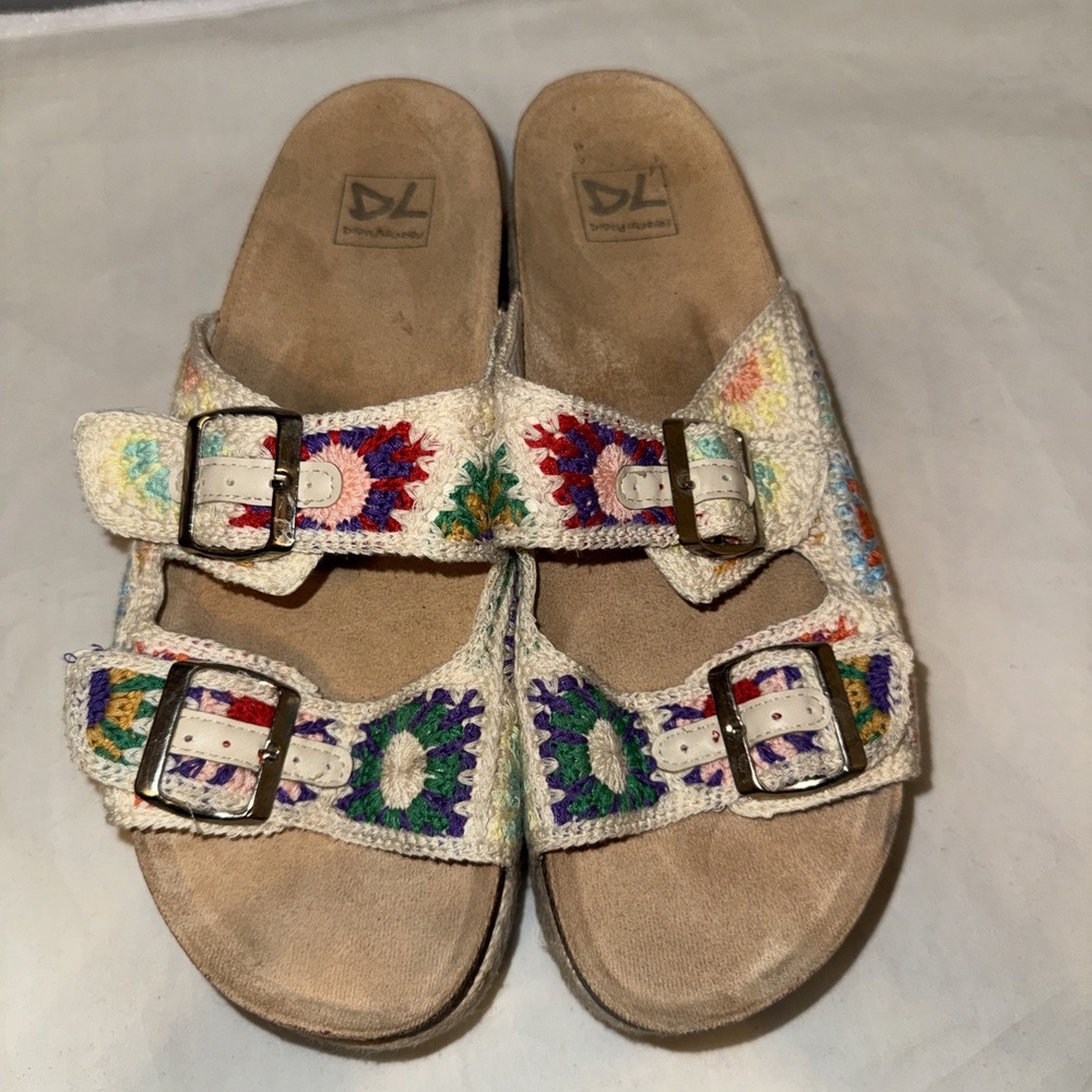 Dirty Laundry Crochet Sandals Women Sz 10‎ Slip On Shoes Boho Hippie Platform